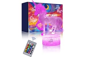 Nice Dream Unicorn Night Light for Kids, 3D Night Lamp, 16 Colors Changes with Remote Control, Room Decor, Christmas Gifts for Children Girls