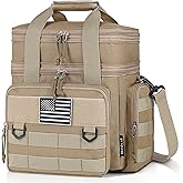 Tactical Lunch Box for Men, Expandable Large Insulated Lunch Bag for Adult, Heavy Duty Double Deck Lunch Cooler Bag with Shoulder Strap, Leakproof Soft Lunch Pail with American Flag - Sandy