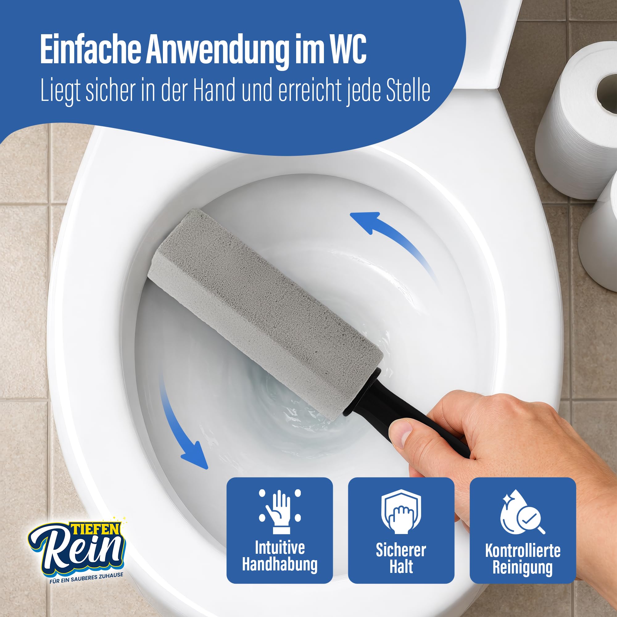 Bimsstein WC 2x - Urinsteinentferner extra stark – Bimsstein Toilette & WC Reiniger – Pumice Stone Reinigungsstein – Entfernt Urinstein, Kalk & Braunstein Entferner – Toilettenreiniger 2