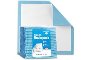 TENDERGENTLE Incontinence Bed Pads Disposable for Adults - 23x36 Disposable Underpads - 50 Pee Pads per Pack