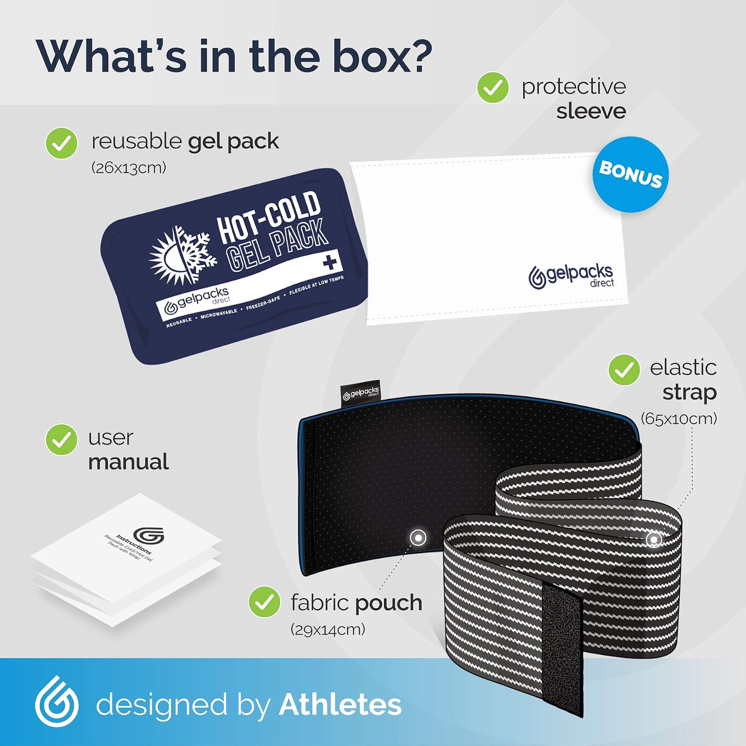 Gel Packs Direct, Multipurpose Reusable 3-in-1 Heat Pack & Cold Ice Packs for Sports Injuries with Strap for Elbow Knee - Image 3