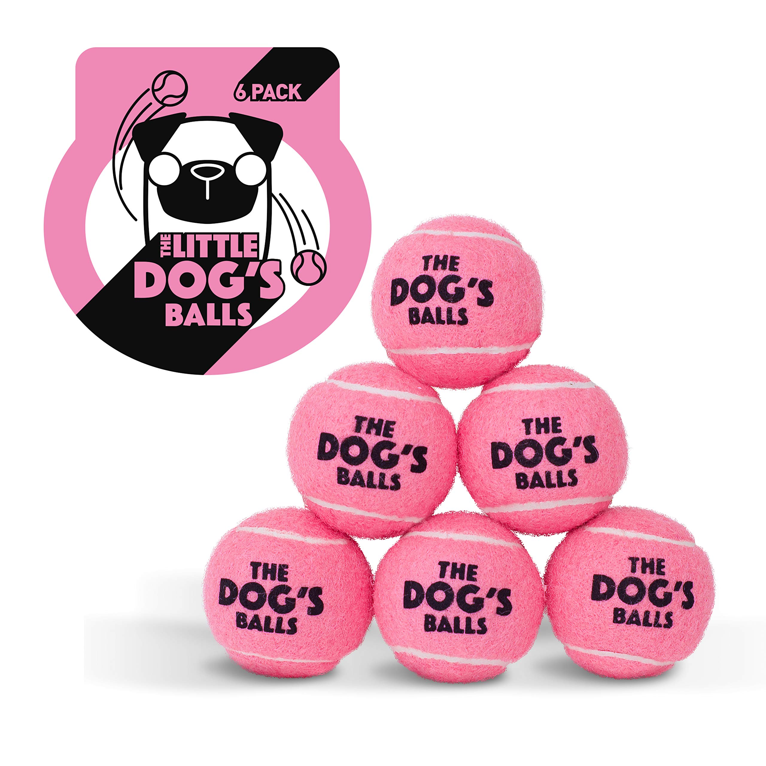 The Dog's Balls – Dog Tennis Balls, Pink, Small, 6‑Pack