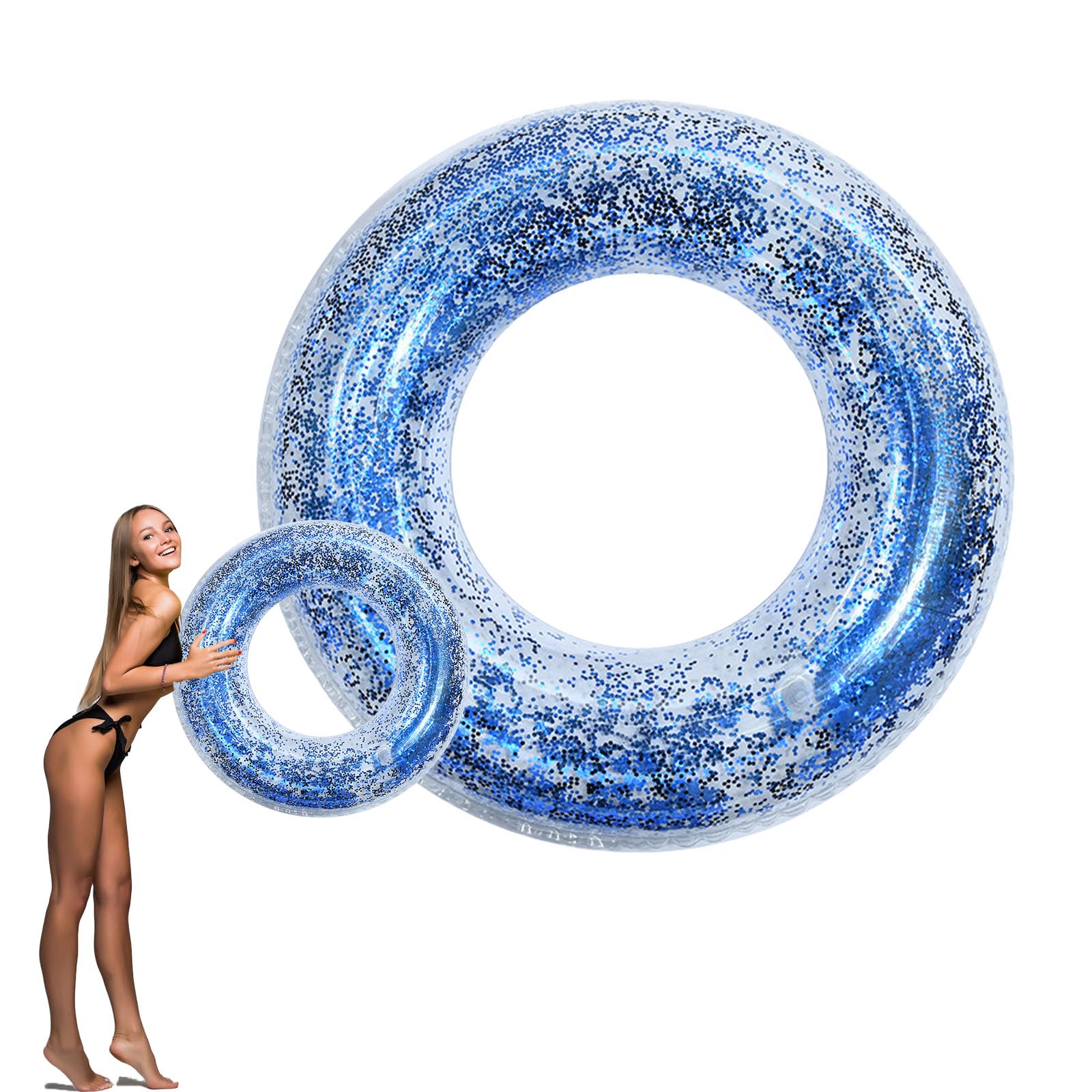 Pool Inflatables Swimming Ring Rubber Rings for Adults,90cm Blue Sequins Inflatable Pool Water,Inflatable Pool Floats Swim Tubes Rings for Women Men Summer Party Beach Water Sport