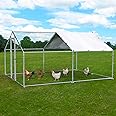 LEMBERI Metal Chicken Runs for Yard, Spire-roof Large Walk in Chicken coop cage for Outside,Galvanized Rabbits Duck Run and coops,Chicken Pen with Waterproof Cover for Outdoor,Backyard and Farm
