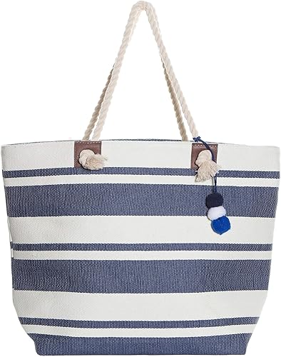 striped beach bag with rope handle