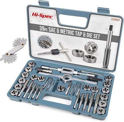 Hi-Spec 39pc Imperial SAE & Metric Tap & Die Set with Wrenches & Gauge