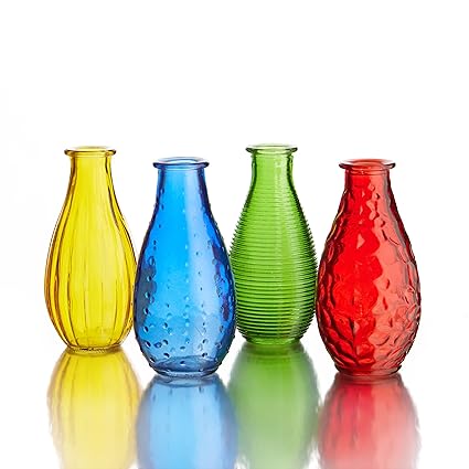 Buy Style Setter Assorted Gems Colored Glass Vases Set Of 4