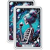 (2 Pack) The Mood Skeleton Stickers - Skull Artwork - Cosmic Skeleton Decal - Dark Aesthetic Stickers - 5