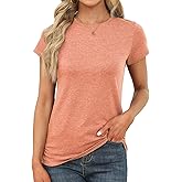 Memorose Womens Short Sleeve Tops Summer T Shirts Round Neck Causal Fashion Basic Tee