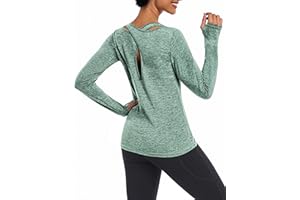 ADOME Workout Tops for Women Long Sleeve Athletic T Shirts Moisture Wicking Criss-Cross Back Gym Running Shirt with Thumbhole