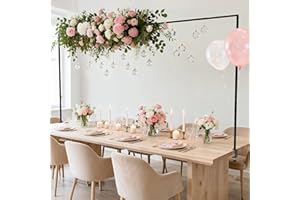 Fomcet Over The Table Rod Stand with Clamps 13"-42'' Tall 29"-98" Length Metal Black Adjustable Table Arch Hanging for Wedding Birthday Party Christmas Anniversary Decoration