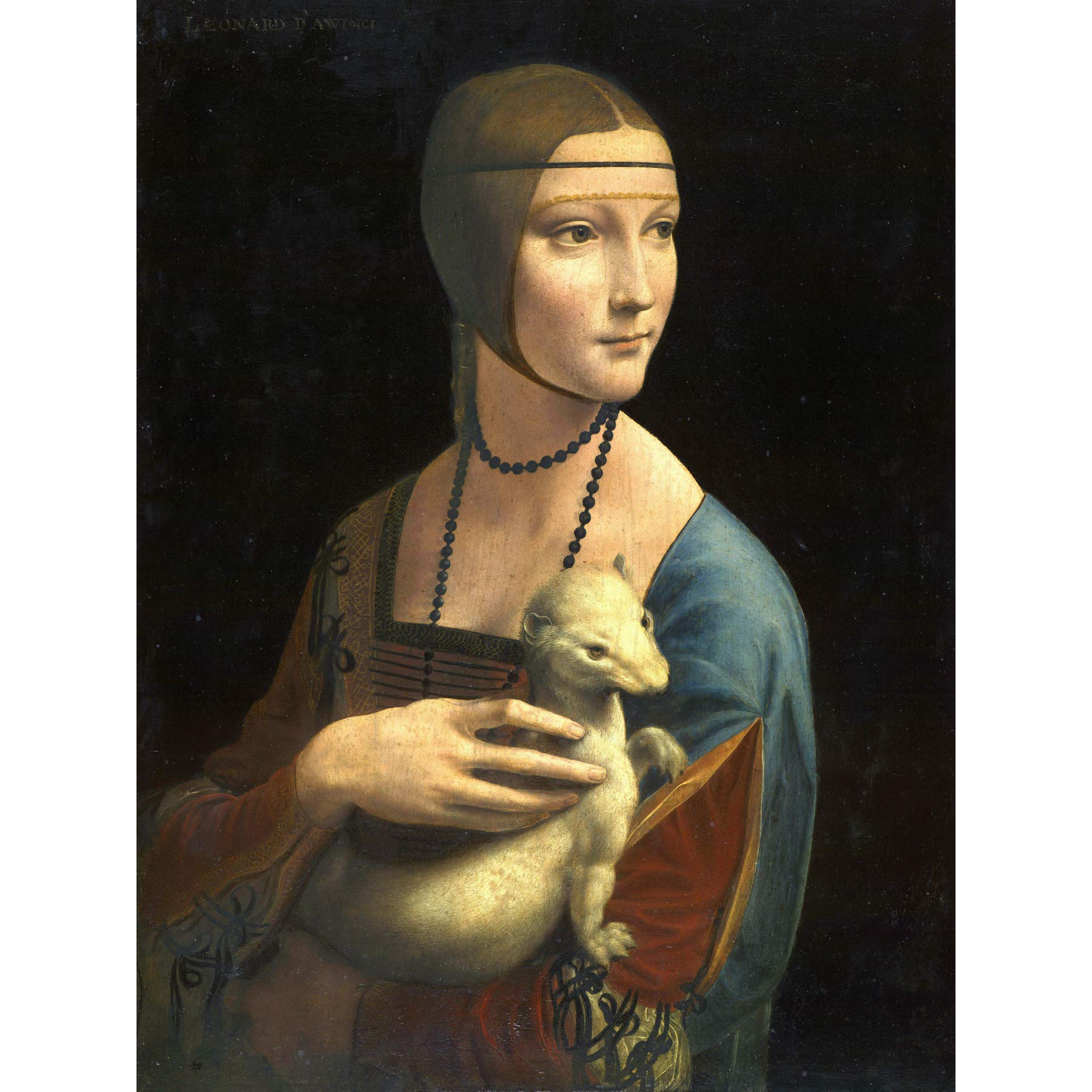 Artery8 Da Vinci Lady With Ermine Animal Portrait Painting Large Wall Art Poster Print Thick Paper 18X24 Inch