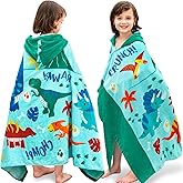 Joiedomi Dinosaur Hooded Towels for Kids Soft 100% Cotton Kids Beach Towel 30" x 50" for 3-10 Years Boy Girl Beach Hooded Poncho Absorbent Pool Toddler Swim Bath Wrap