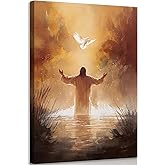 MIVASIJO Jesus and Dove Inspiring Wall Art Christian Jesus Art Bible Stories Wall Decor Watercolor Religious Painting Pictures for Church Living Room Bedroom Home Decoration