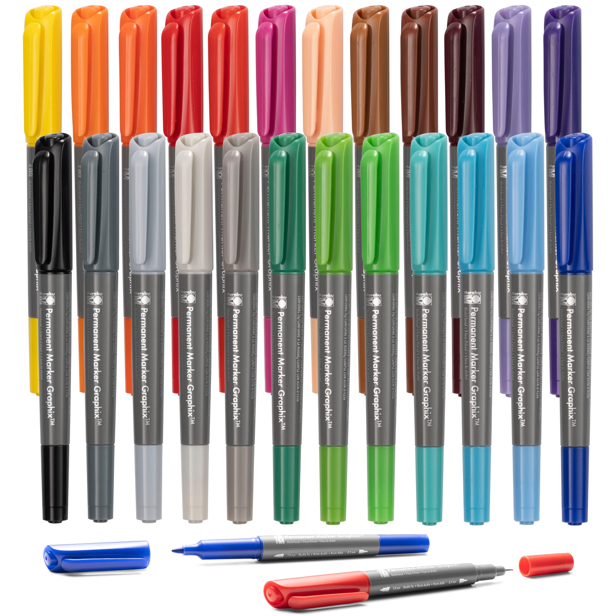 Permanent Markers - 24 Fine & Ultra Fine Point Permanent Markers for Artists and Everyday Use - Dual Tip