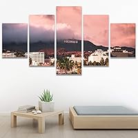 SIGNWIN 5 Panel Canvas Wall Art Coastal Multicolor Photography Relax/Calm Romantics Sunset for Home Decorations Ready to Hang - 60