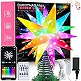Smart 13" Star Tree Topper Lighted - 54 LED 3D Foldable Christmas Star Tree Topper with Lights, App Control Music Sync Top LED Tree Top with Remote Indoor Outdoor Decoration (Hollow Stars)