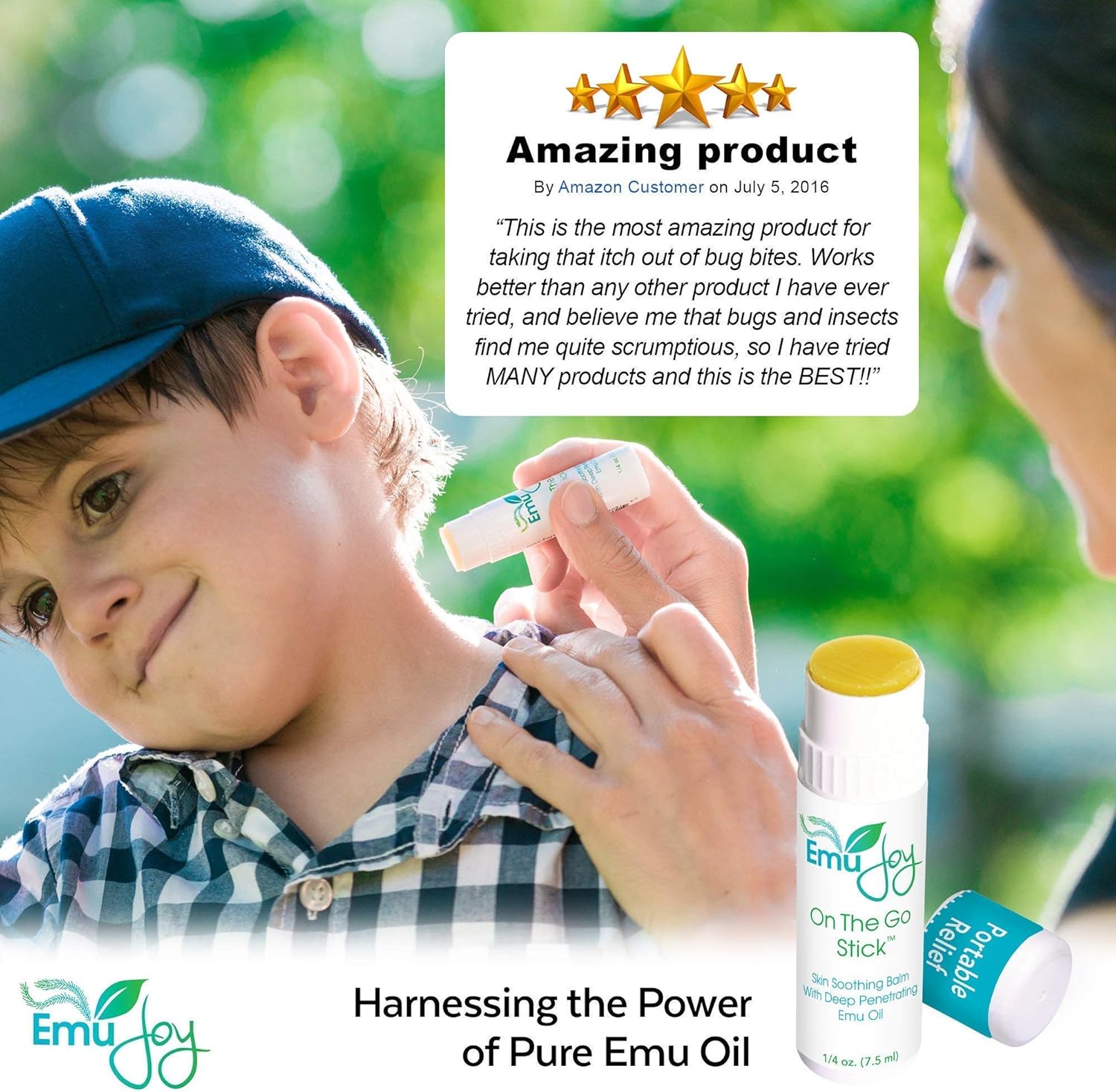 Mosquito Bite Relief - Bug Bite Itch Relief for Kids Baby & Adults - Anti Itch Treatment for Insect Bites Bee Stings Bed Bug Bites - All Natural Emu Joy On The Go Stick: Health & Personal Care