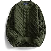 Aelfric Eden Womens Oversized Sweaters 2025 Cable Knit Chunky Sweater Lantern Sleeve Crewneck Pullover Loose Outfits