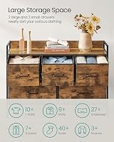 SONGMICS Chest of Drawers 5 Fabric Drawers Steel Frame Rustic Brown Ink Black view 3