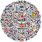 64pcs Siberian Husky Dog Stickers Waterproof Decals for Water Bottles Laptop Luggage Computer Scrapbooking Teens Adults Girls Kids Funny Party Birthday Decorations