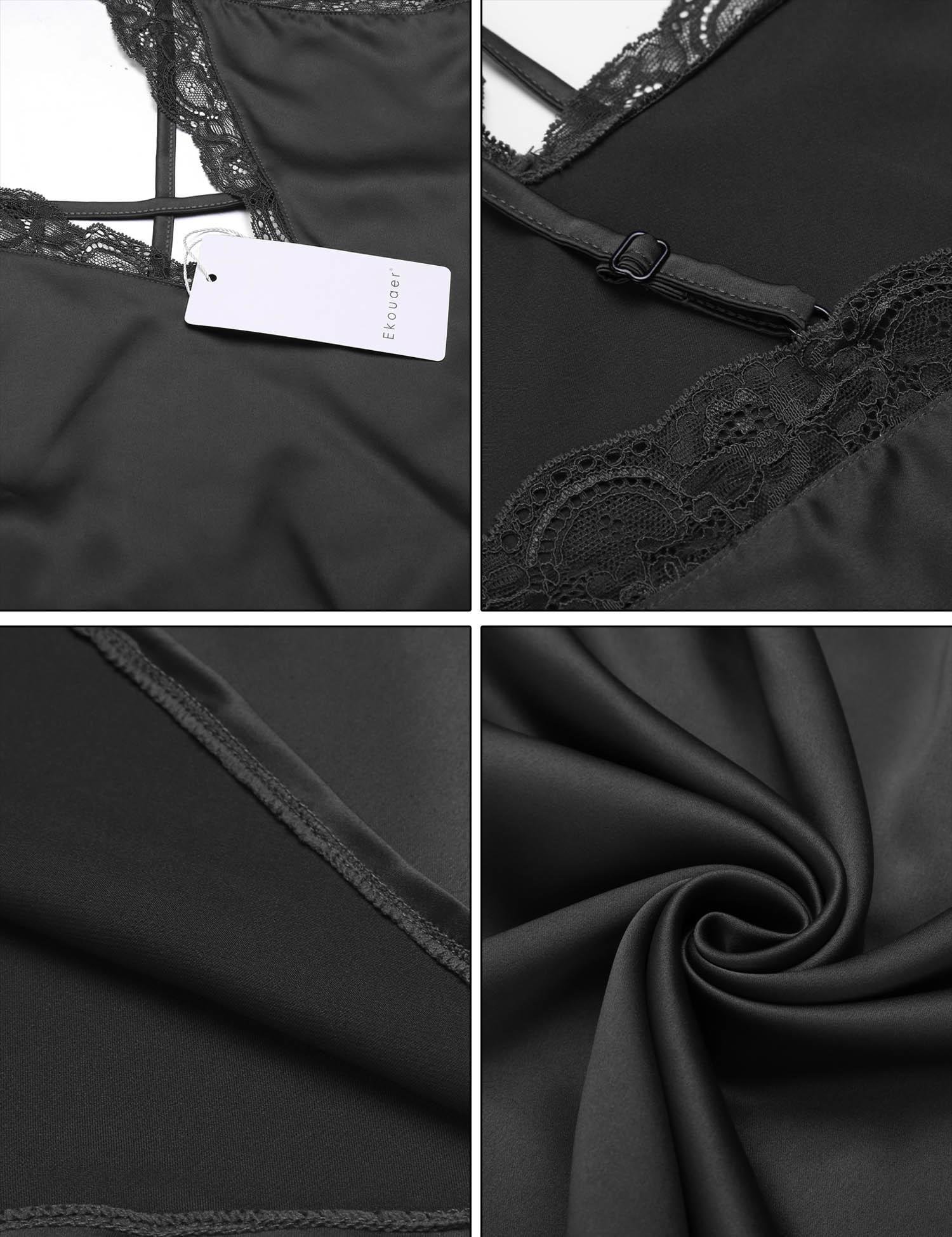 Ekouaer Women’s Satin Halter Nightgown Plus Size 7 Colors