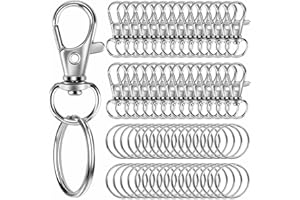 SUCROWN 60PCS Keychain Making Kit, Including 30PCS Keychains Clips Hooks and 30PCS Key Chain Rings, Lobster Claw Clasps with Keychains Rings Accessories for Jewelry Making