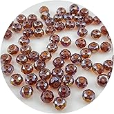 Mulutoo 500Pcs 4MM Briolette Crystal Glass Beads Faceted Rondelle Glass Beads with Hole Glass Spacer Beads for Jewelry Making Bracelet Necklace DIY Craft Making Supplies(148-deep Amber AB)