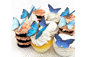 SUGAR ROBOT INC. Sugar Robot Edible Butterflies for Cake Decorating- Large Size Butterfly Decorations - Cake Toppers and Cupcake Toppers - Made in the USA - Premium Crafted (Blue)