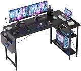 BEXEVUE L-Shaped Gaming Desk 140x70 cm with Reversible Storage Shelves