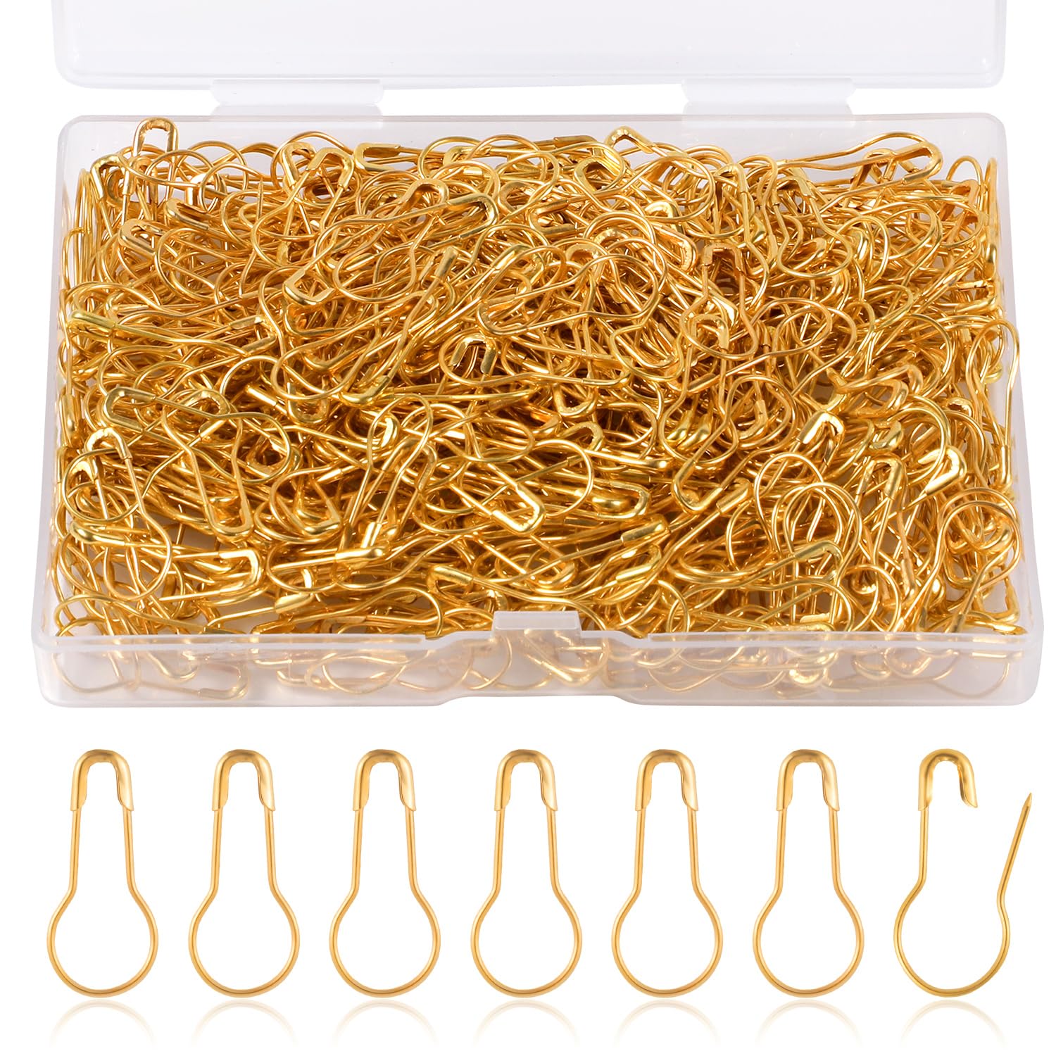 Gosknor 500pcs Gold Gourd Safety Pins, 0.87in Metal Bulb Pins for Crafts, Sewing, Garment Fastening, Quilting, Tagging