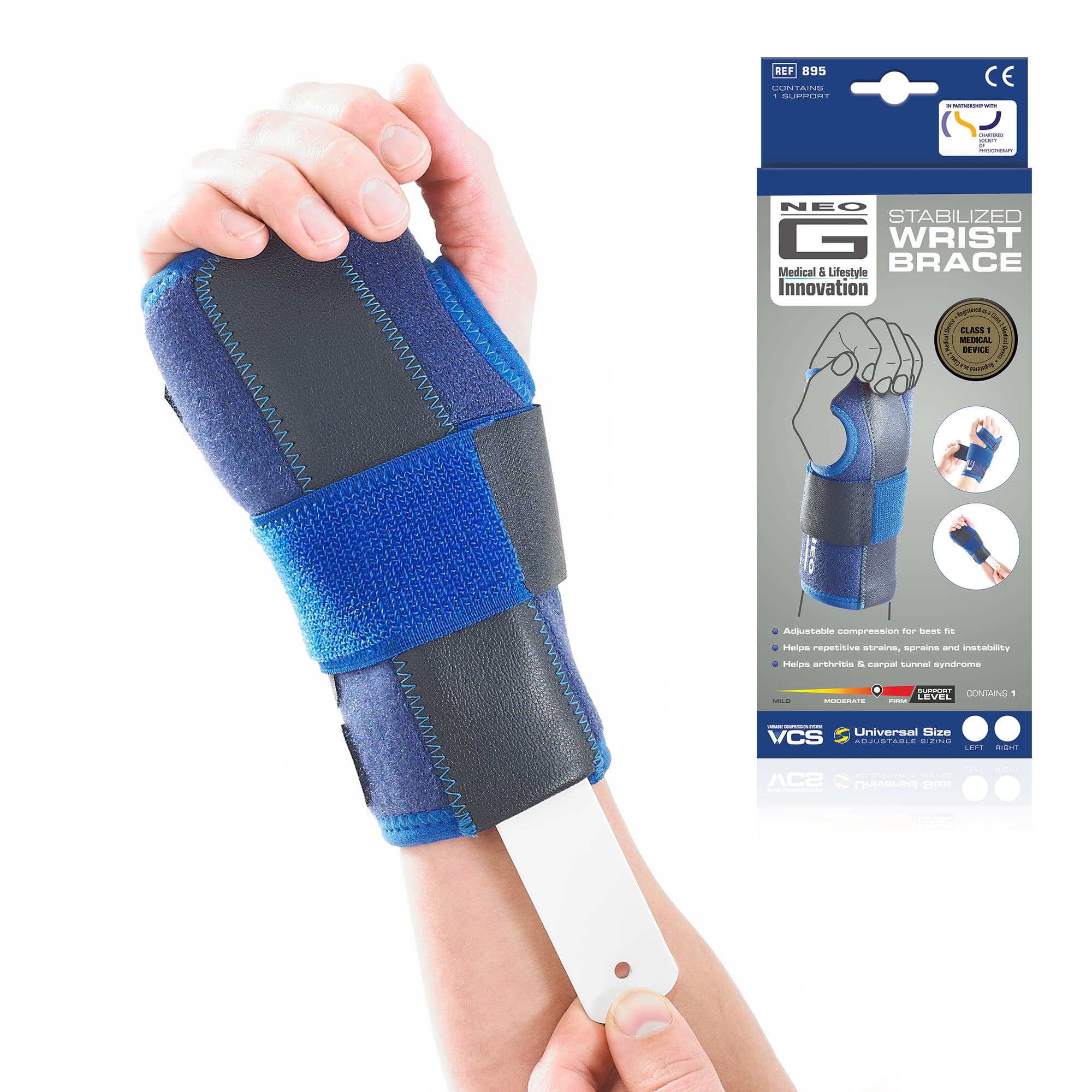 Neo-G Wrist Support Stabilized – Carpal Tunnel Wrist Splint – Wrist Support for Arthritis, Tendonitis, Joint Pain, Sprains - Wrist Brace Adjustable Compression Hand Support Left Hand