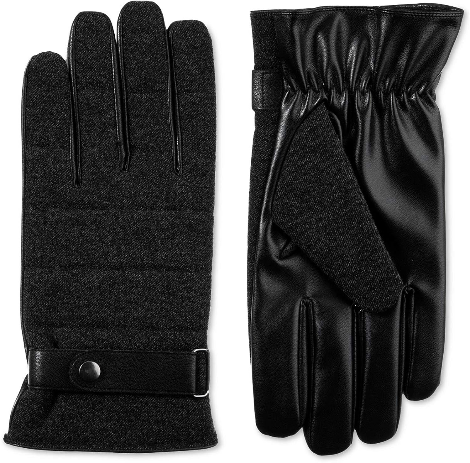 Isotoner Men's Winter Gloves Large Faux Wool SmarTouch Black L at Amazon Men’s Clothing store