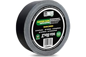 WOW TAPES Wow Gaffers Tape 2 Inch Black - 50 Yards, Residue Free, Non-Reflective & Heavy-Duty - Professional Grade Gaff Tape - Ideal for Photography Backdrop, Cables, Cords & Floor Taping