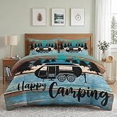 Pamnest Queen Comforter Set, 3 Pieces Camper Rv Bedding, All Season | Car Camping Vehicle Soft Comforter for Kids and Adults Room Bedroom Bed Decor, 2 Pillowcases