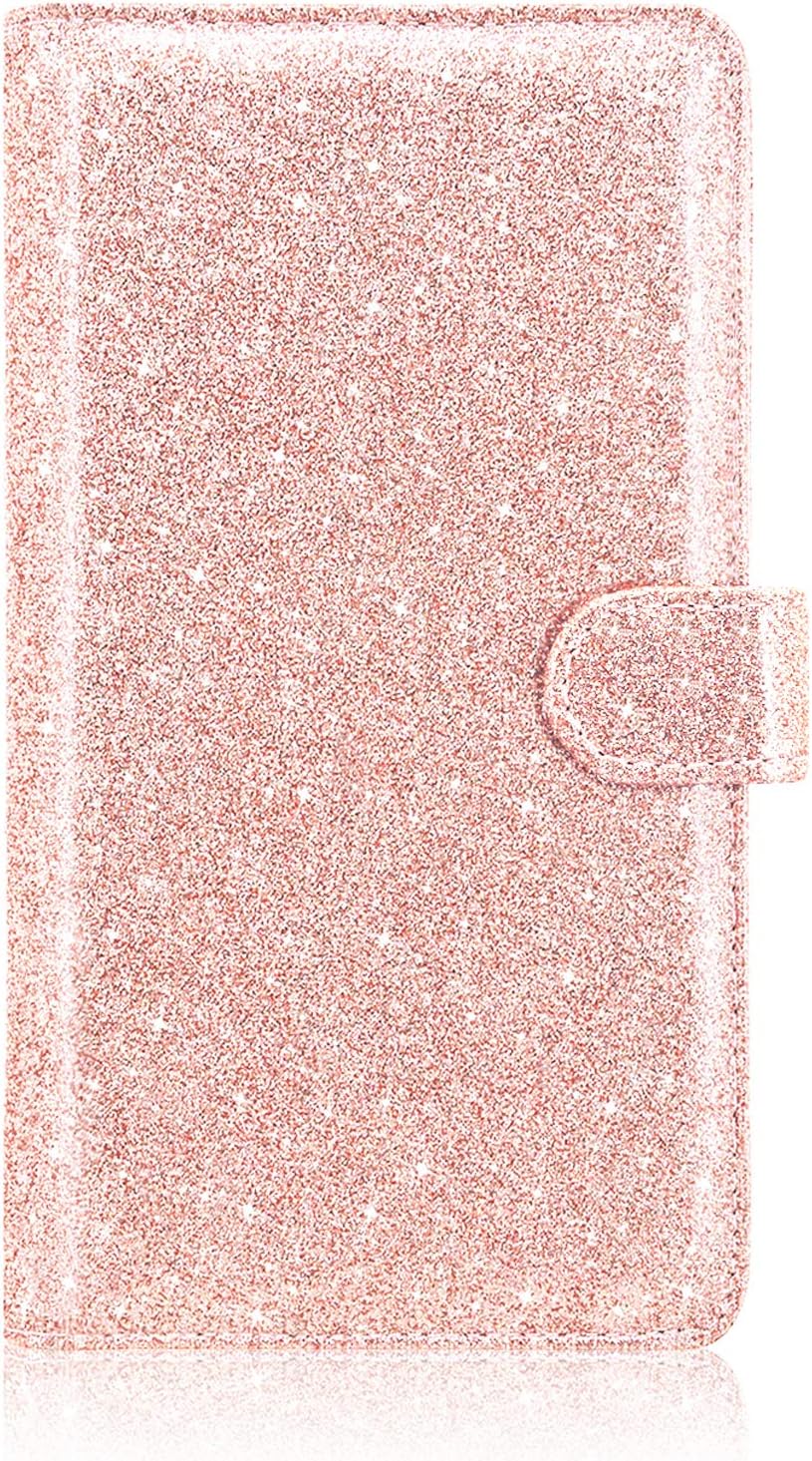 Checkbook Cover(2020 Edition), ACdream Premium Leather Personal Checkbook Cover Holder for Women & Men with Magnetic Closure (Support Checks & Credit Cards), Glitter Rose Gold