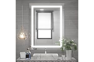 TETOTE 24 x 32 Bathroom LED Mirror Vanity Lighted Mirror Home Decor with Dimmable Touch Button & Anti-Fog Function Makeup Mirror with Light