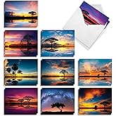 The Best Card Company - 20 Assorted Blank Notecards Box Set 4 x 5.12 Inch with Envelopes (10 Designs, 2 Each) - Tree Settings AM10325OCB-B2x10