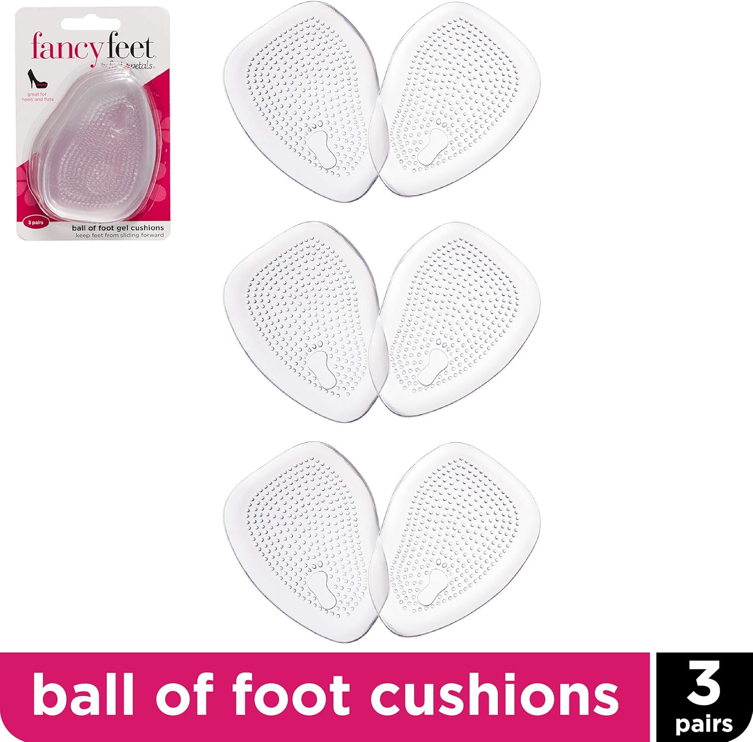 Foot Petals Fancy Feet Gel Cushions 3Pack of Cushioned