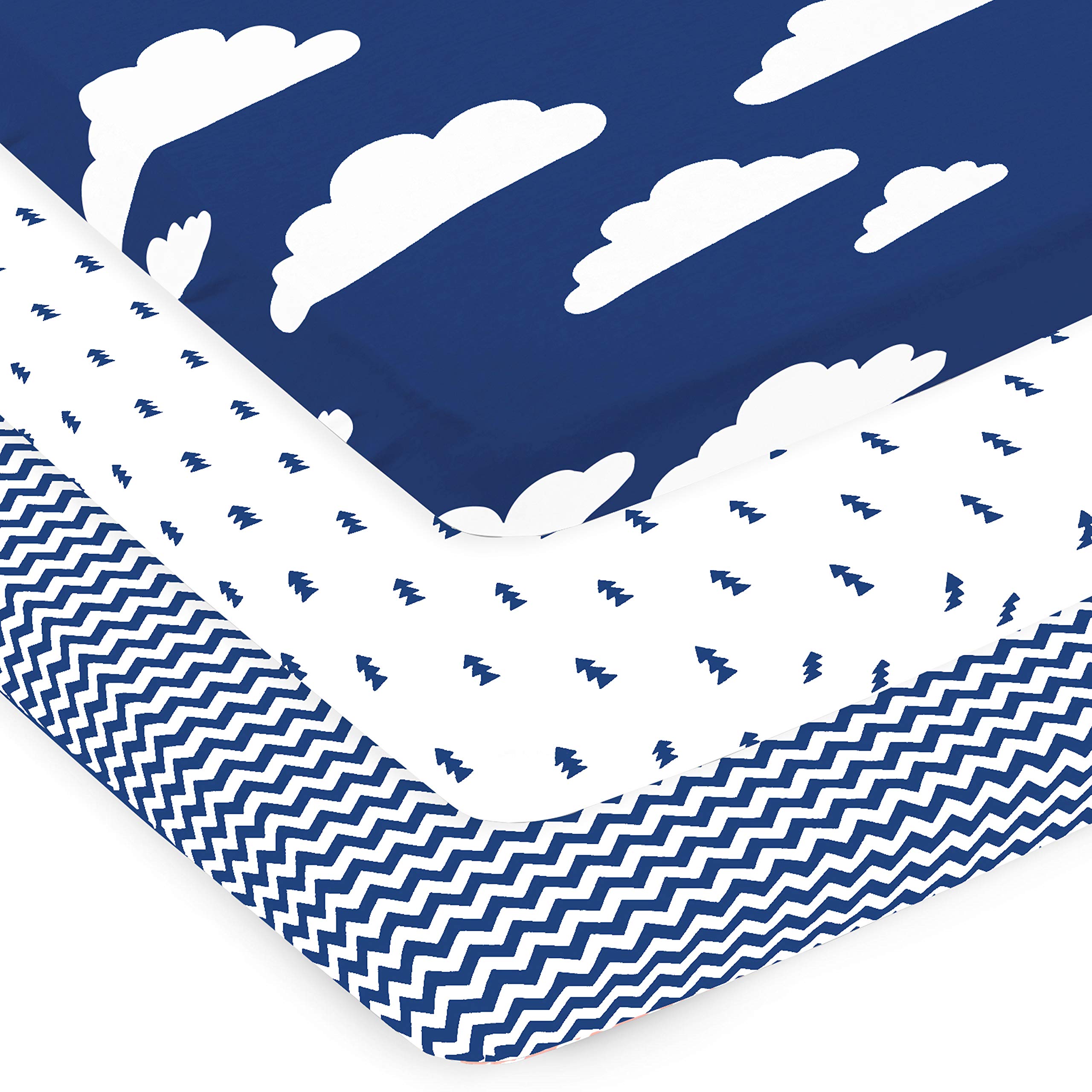 Pack n Play Sheets – Premium Pack and Play Sheets 4 Pack – 100% Super Soft Jersey Knit Cotton Playard Mattress Sheets – Portable Playpen Fitted Play Yard Mini Crib Sheet for Boy & Girl (24 x 38 x 5)