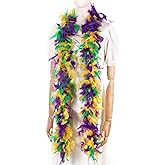 Larryhot 45g Mardi Gras Feather Boa - 2 Yards Boa Feathers for Party, Mardi Gras, Masquerade, Carnival, Concert & Home Decoration