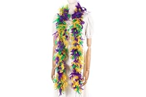Larryhot 45g Mardi Gras Feather Boa - 2 Yards Boa Feathers for Party, Mardi Gras, Masquerade, Carnival, Concert & Home Decoration