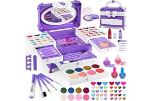SBEKIEV Kids Makeup Kit for Girl 66Pcs - Washable Girl Makeup Kits, Pretend Makeup Kit Real Girl Makeup Sets for Toddler Kid Children Christmas Birthday Gifts Toys for 3-12 Year Old