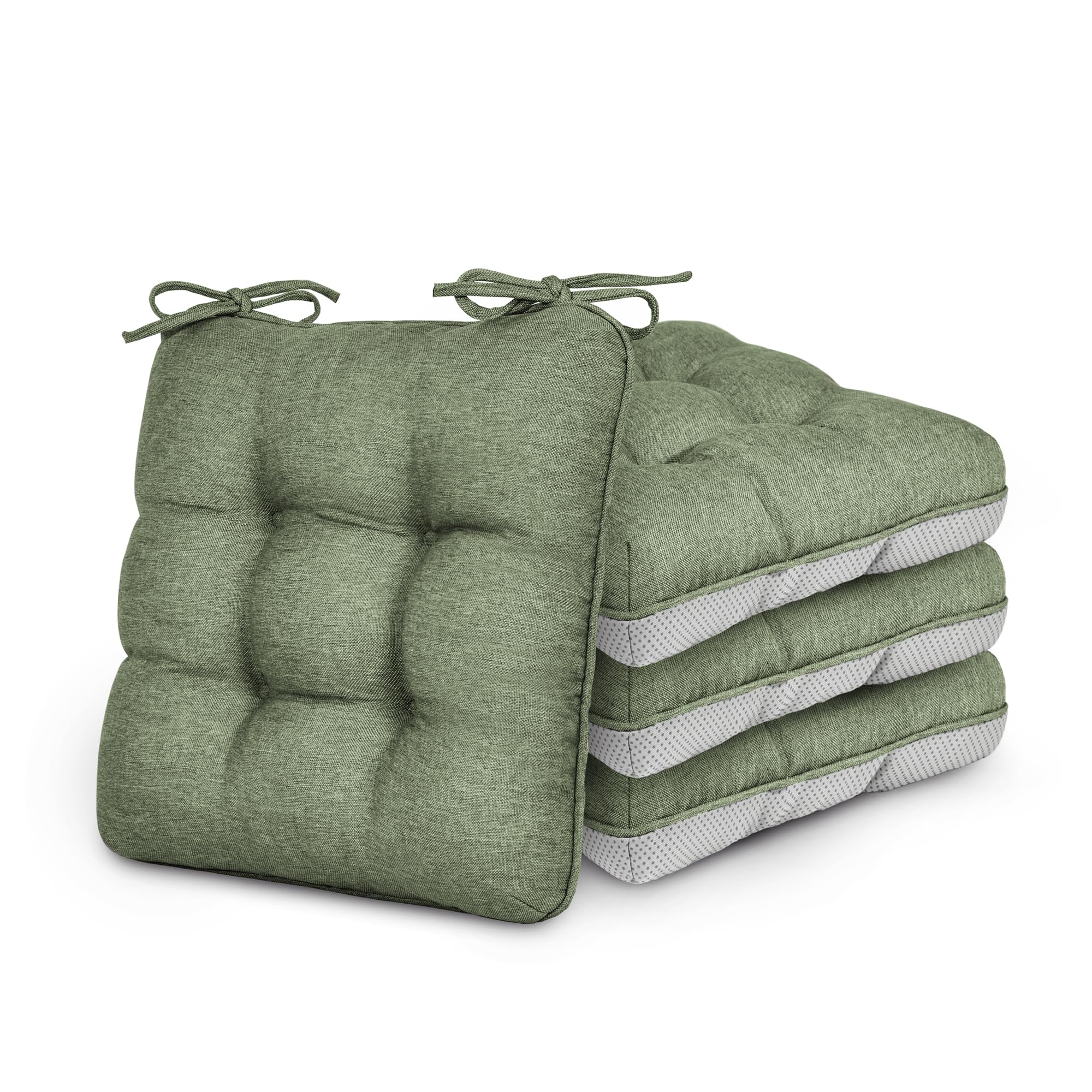 Photo 1 of Love's cabin Memory Foam Chair Cushions Set of 4, 15.5"x15.5"x3.5" Indoor & Outdoor Seat Pads for Dining, Kitchen, Office, Patio Chairs - Green