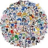 100pcs Cartoon Sonic Sticker Pack, Cool Vinyl Decals for Laptop, Water Bottle, Phone, Skateboard, Travel Case, Bike, Guitar, Gift for Men Women Fans