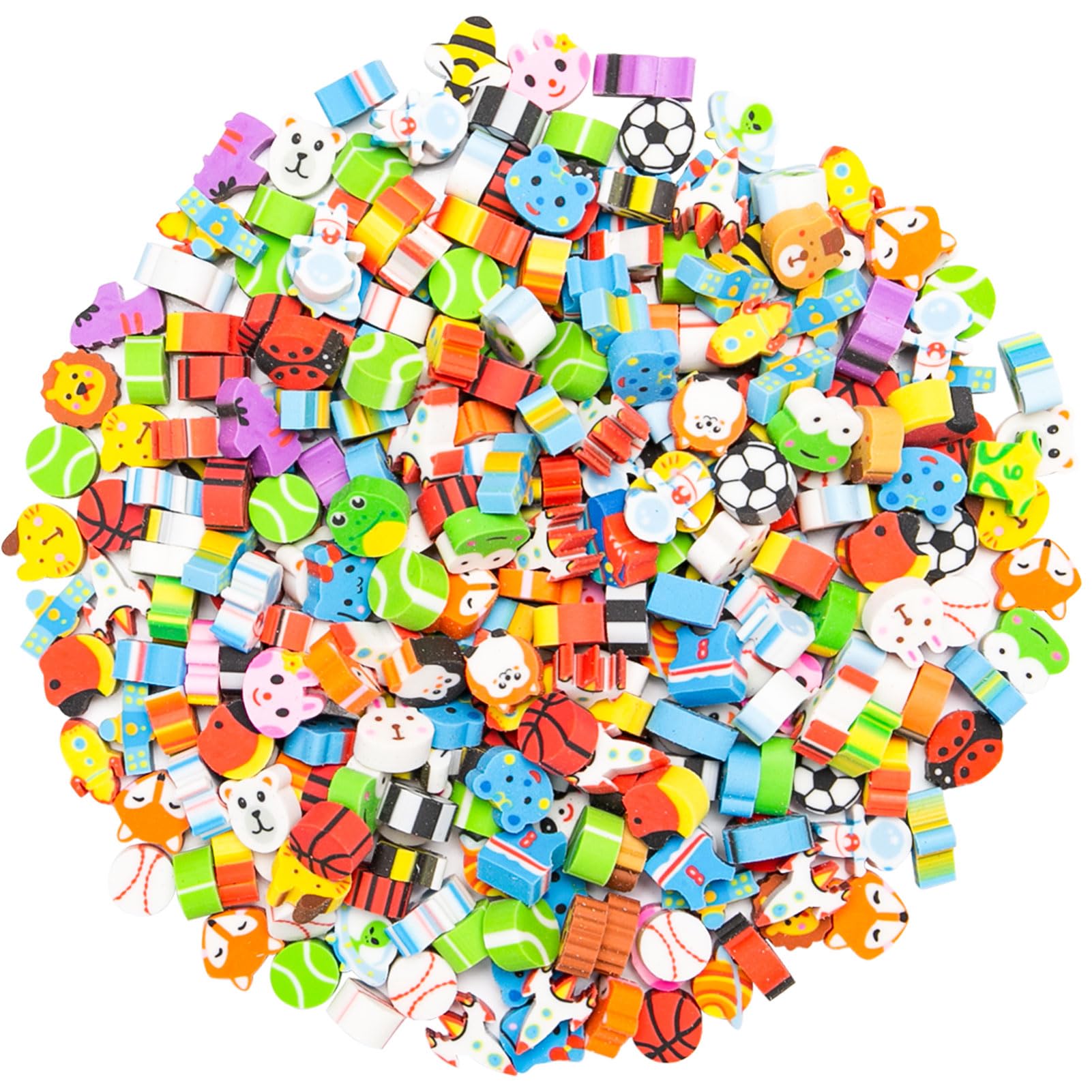 Sxutop 300 PCS Mini Erasers for Kids Small Cute Rubbers Eraser Novelty Tiny Erasers Colored Animal Rubber Multipack Small Pencil Eraser for Students Classroom Rewards Gifts and Party Favors