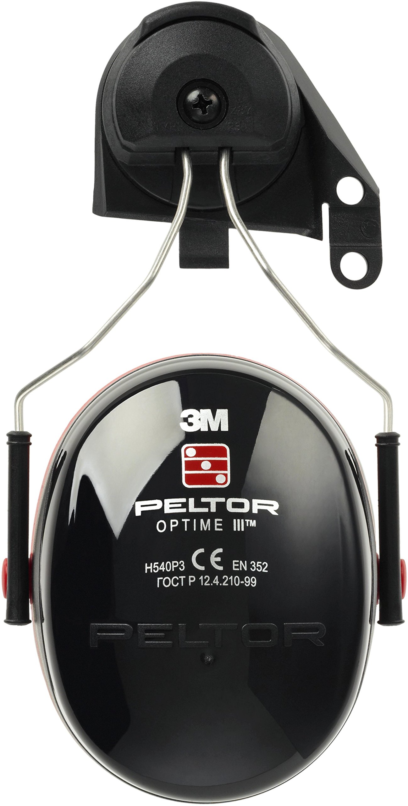 3M PELTOR Optime III Earmuffs, 34 dB, Black/Red, Helmet Mounted, H540P3K-413-SV