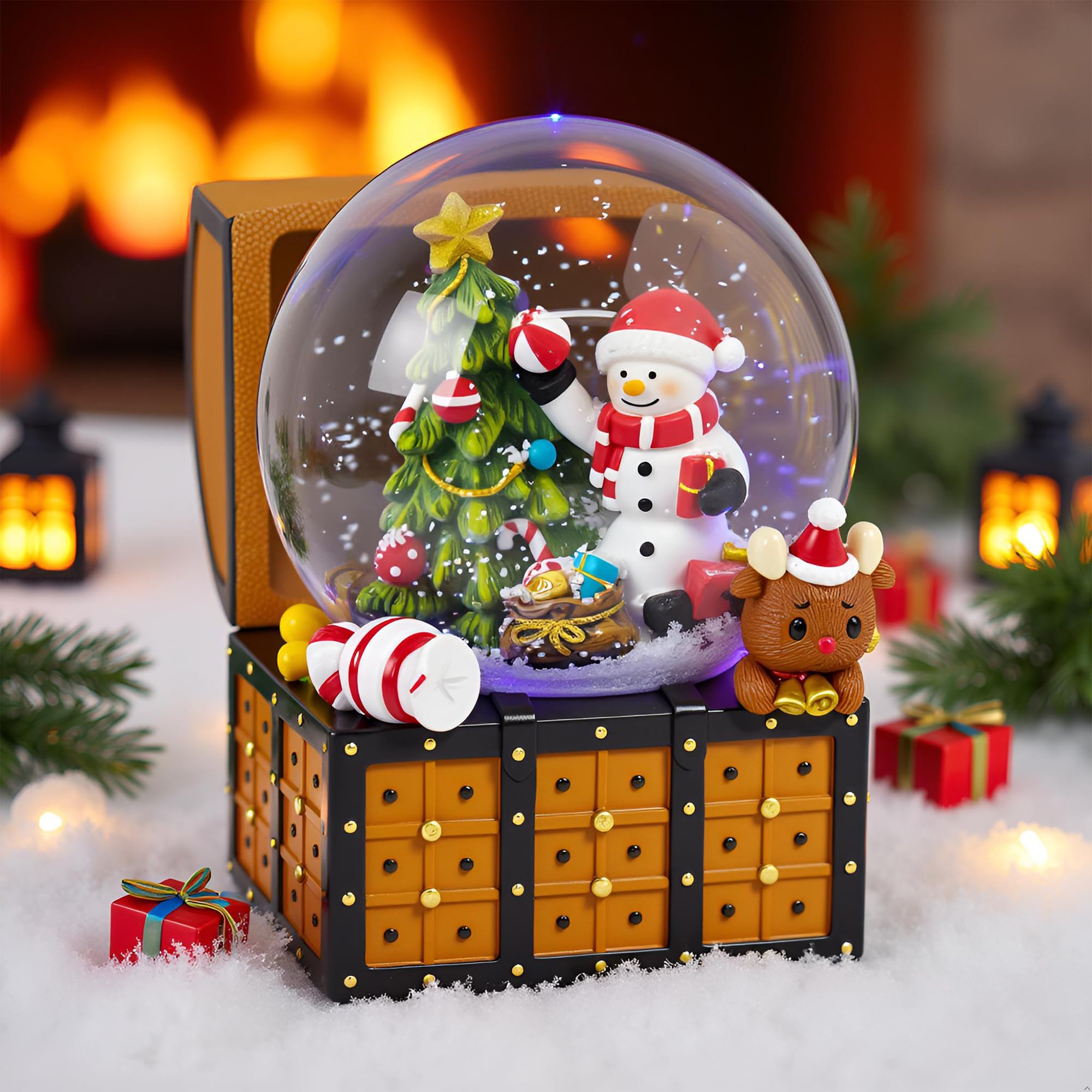 Photo 1 of *USED*
Christmas Snow Globes, Musical Snow Globe Lantern with Colorful Lights, Snowfall & 8 Songs, USB & Battery Powered - Indoor Christmas Decor, Xmas Gift for Kids, Family, Colleagues