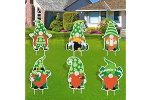 UMISKAM St Patricks Day Yard Signs Outdoor Decorations, 6PCS St Patrick's Day Gnome Lawn Decorative with Stakes Shamrock Decorations for Saint Patricks Day Garden Ornaments