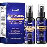 5% Minoxidil Hair Growth for Men and Women: 2-Pack Extra Strength Minoxidil Hair Loss Treatment Serum with Rosemary for Faster Stronger Thicker Hair Growth - 60ML Each